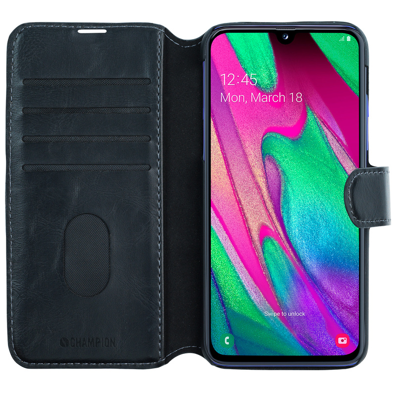 Slim Wallet Case Galaxy A40 Svart