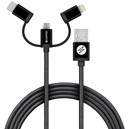Ladd&Synk kabel USB 3-in-1 1,5m Svart