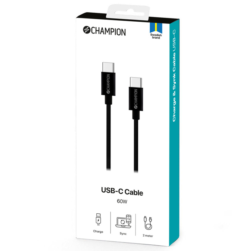 USB-C Kabel 60W 2m Svart