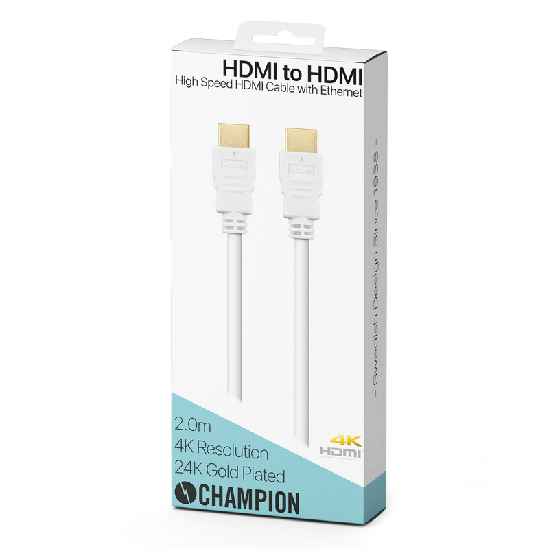 HDMI-kabel Ha-Ha Vit 2.0m