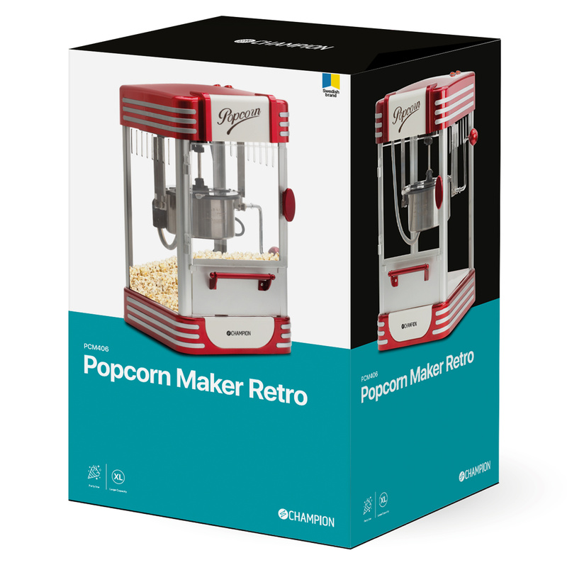 Popcornmaskin Retro XL Röd Metallic PCM406