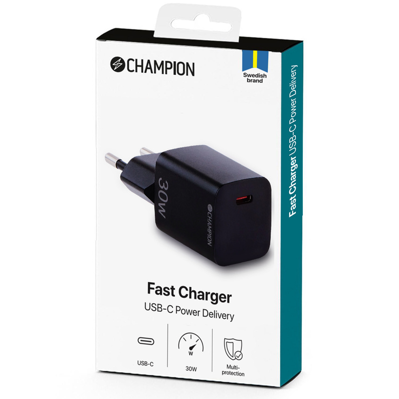 Fast Charger USB-C PD 30W Svart