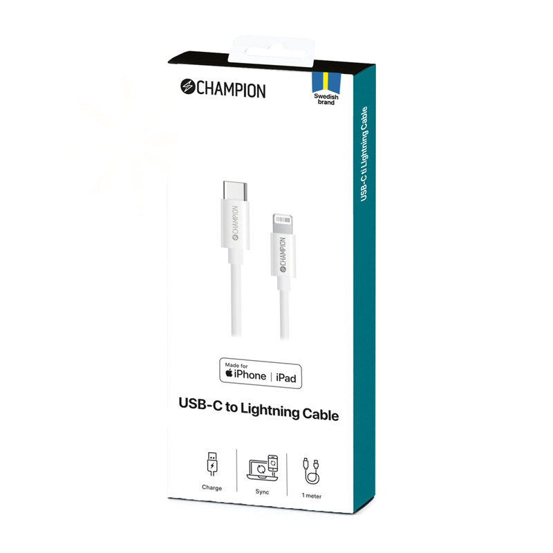 USB-C till Lightning Kabel 1m Vit